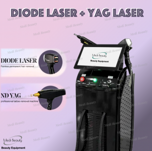ND YAG+Diode Laser 2 Handles for Tattoo and Hair Removal